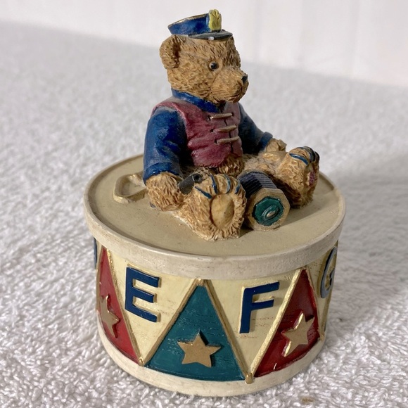 Vintage Colourful Teddy Bear Trinket Box Figurine Collectible - Picture 12 of 12